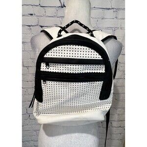 Merona white with black trim Faux leather backpack Lots of Pockets adjustable